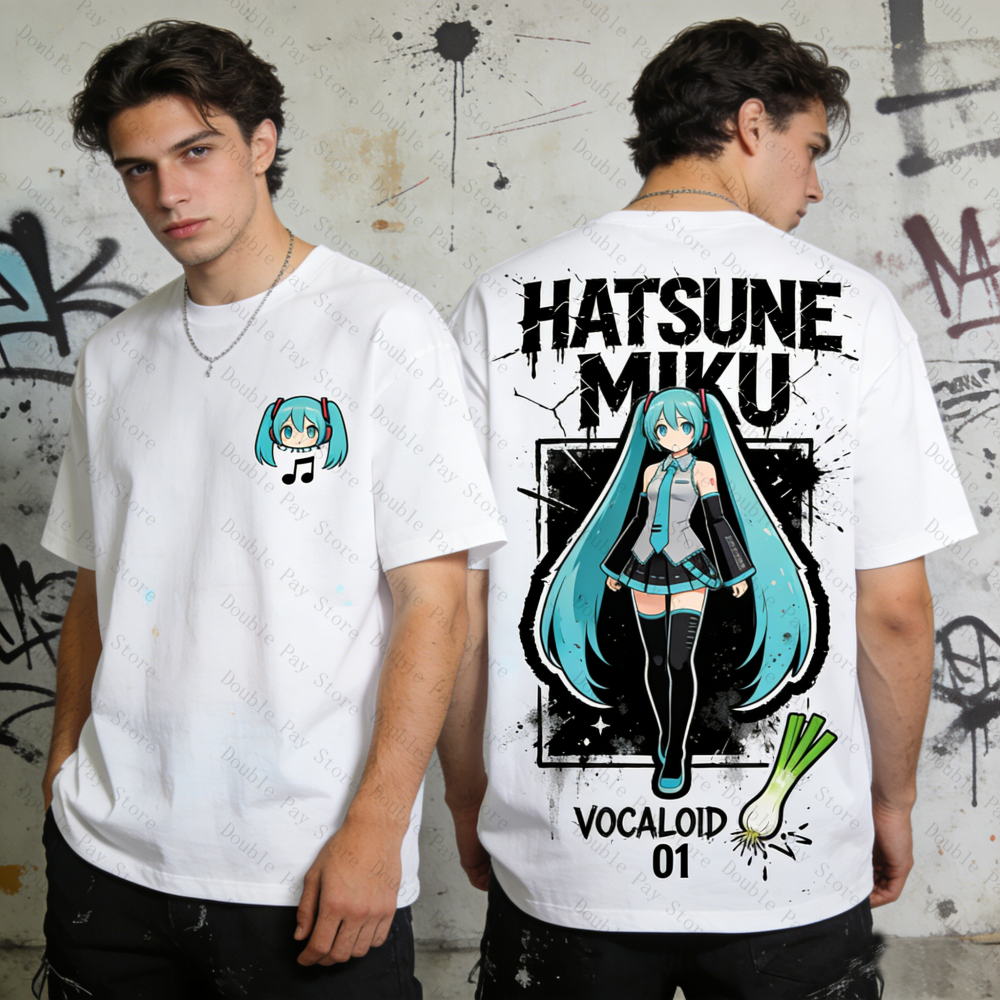 Streetwear Brand Beanie - Miku Oversized T-shirt Men Women Anime