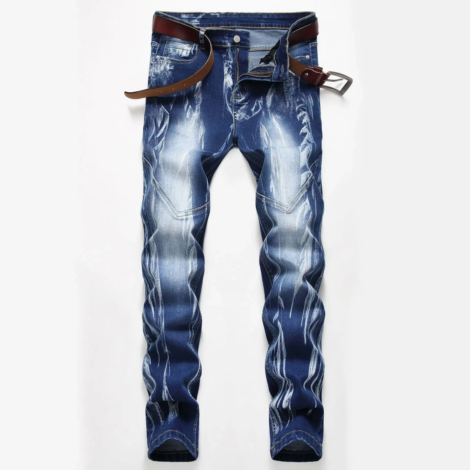 Streetwear Brand Pants - Fashion Print Men's Elasticity Slim Skinny