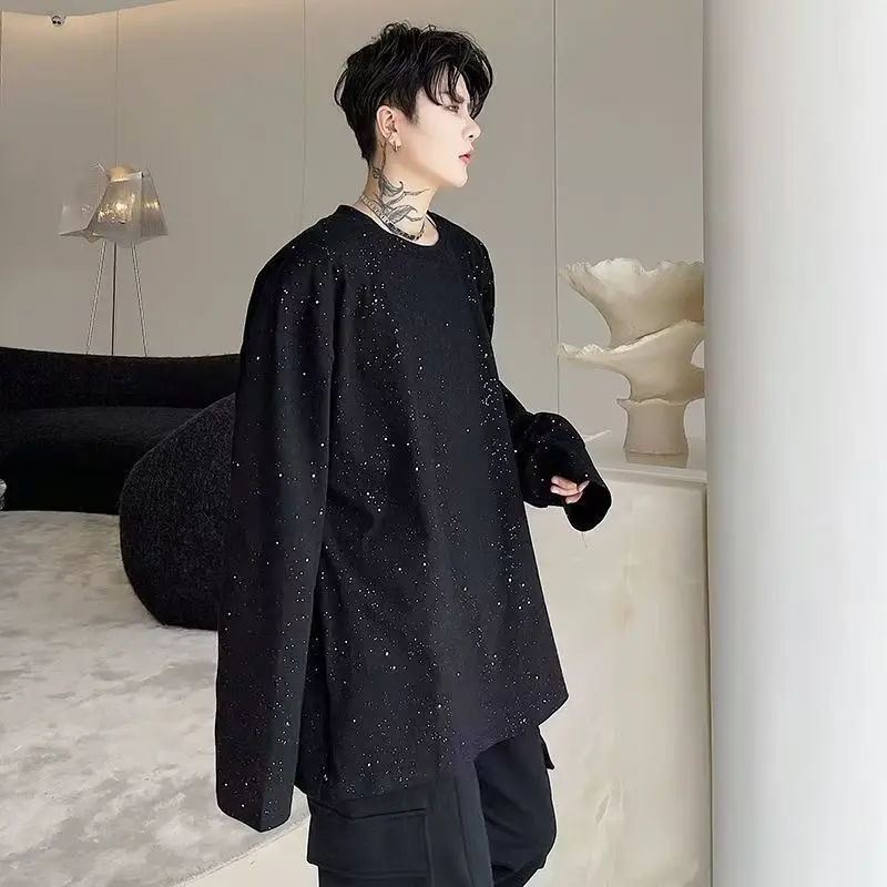 Streetwear Brand Aesthetic - Fashion Black Baggy Male Pullover High