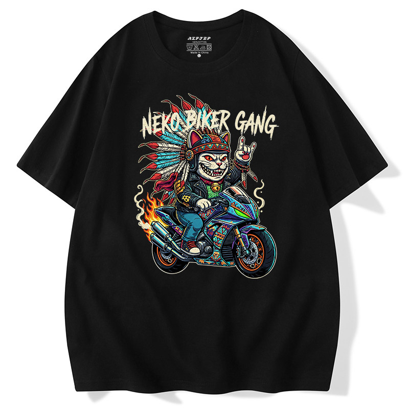 Streetwear Brand Cat - Retro Rocking Motorcycle Lucky Cat Brand