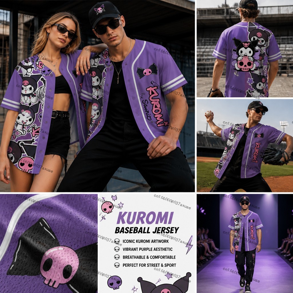 Women's Sanrio Kuromi Baseball - Streetwear Brand Aesthetic avaliação e preço