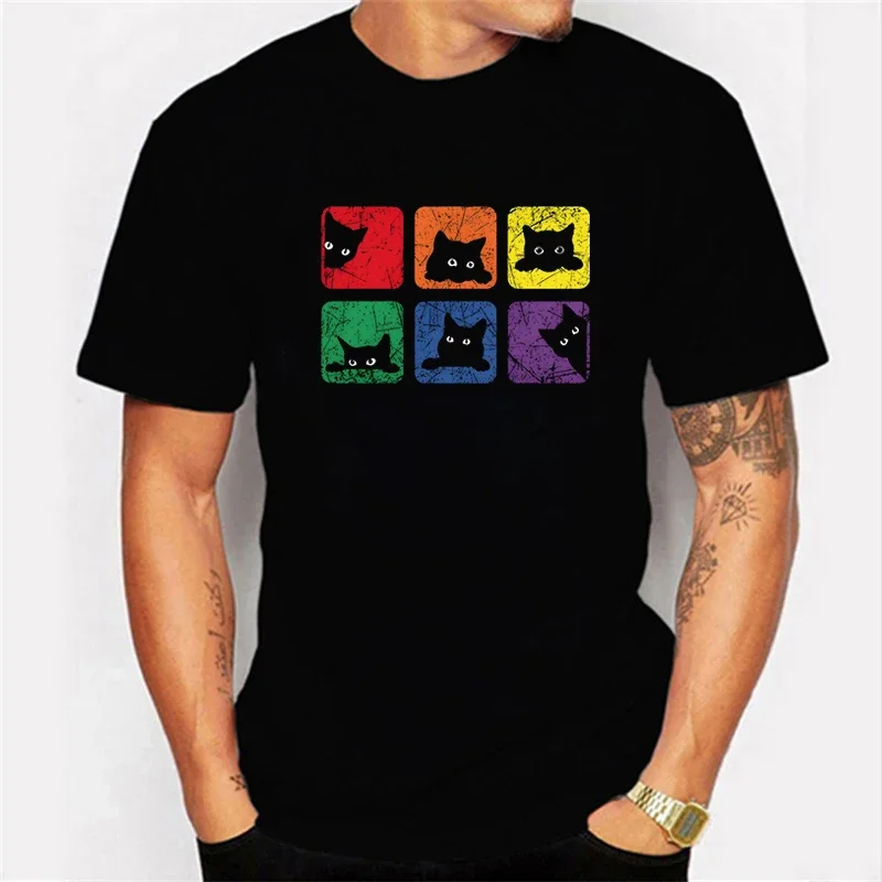 Short Sleeve Tees Men's T-shir - Streetwear Brand Cat avaliação e preço