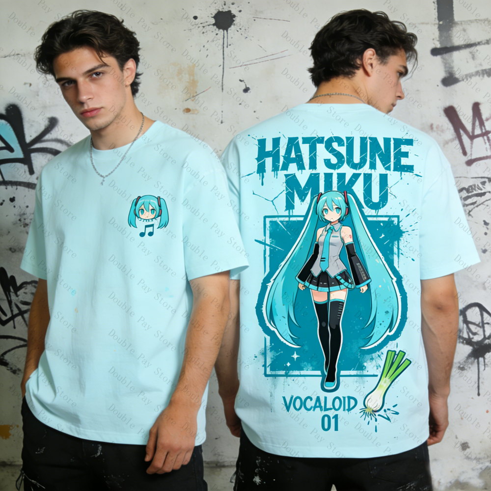 Miku Oversized T-shirt Men Wom - Streetwear Brand Beanie avaliação e preço