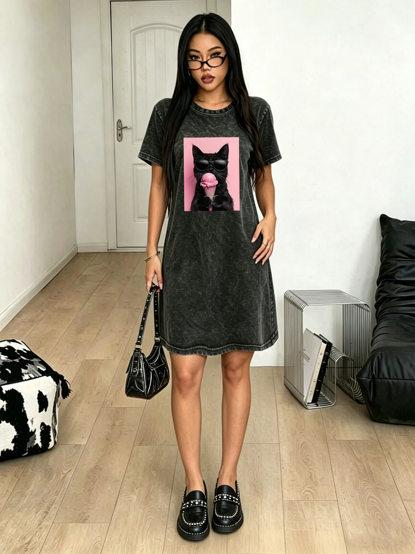 Vintage Washed Retro T-shirt D - Streetwear Brand Cat avaliação e preço