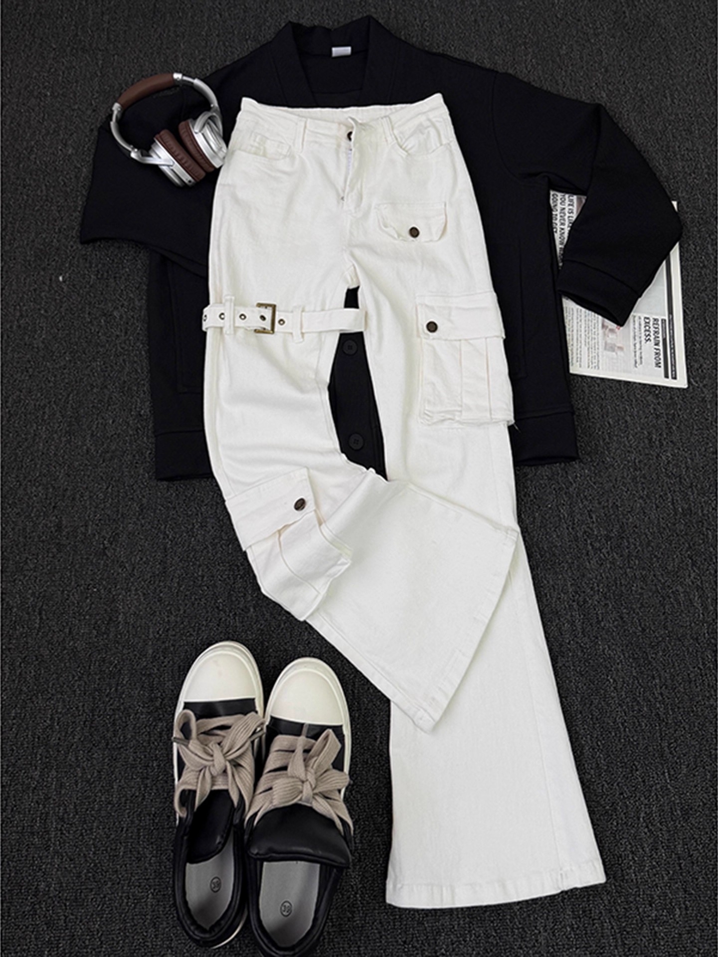 White Belted Vibe Men's Jeans  - Streetwear Brand Belts avaliação e preço