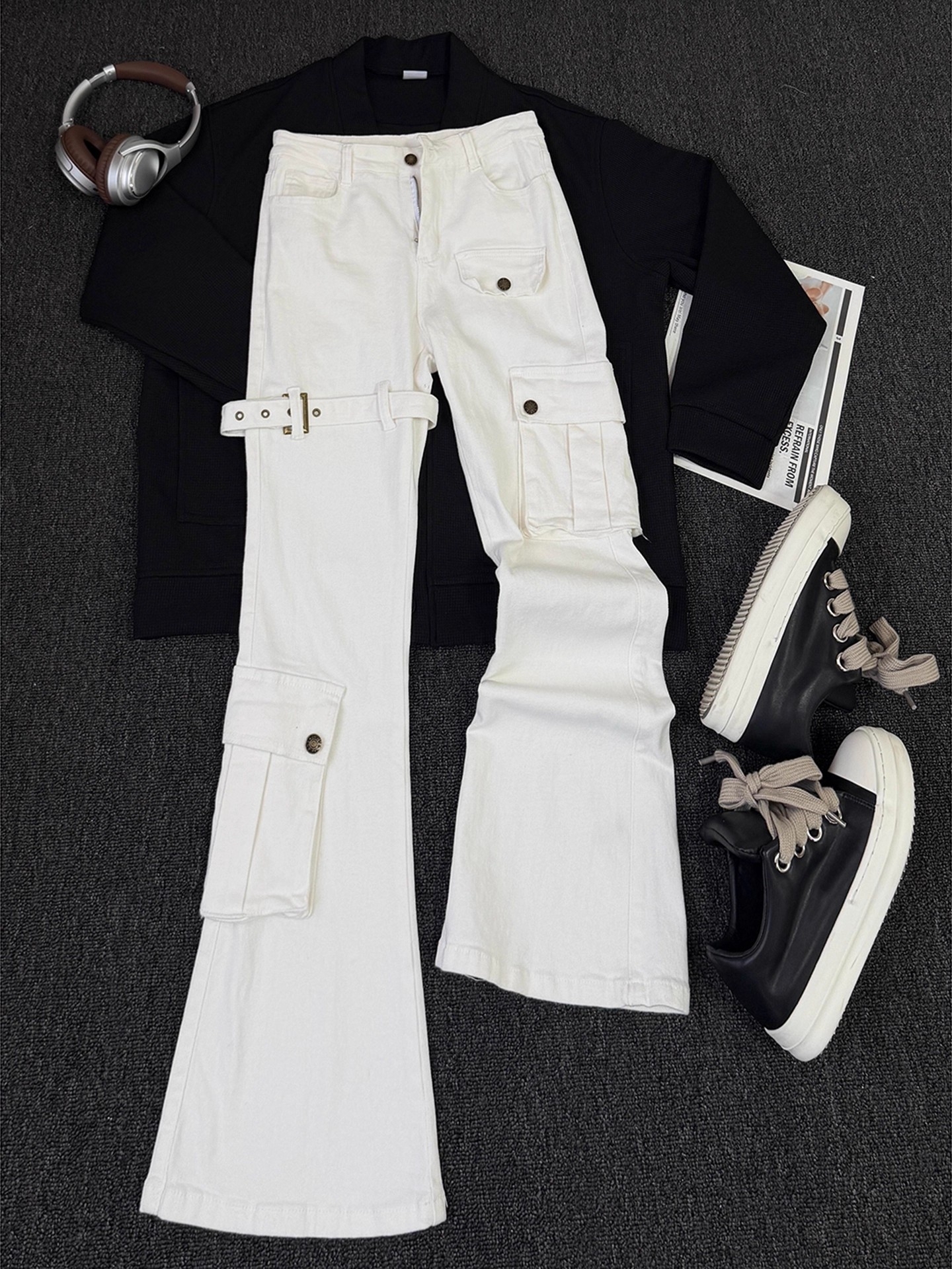 White Belted Vibe Men's Jeans  - Streetwear Brand Belts avaliação e preço