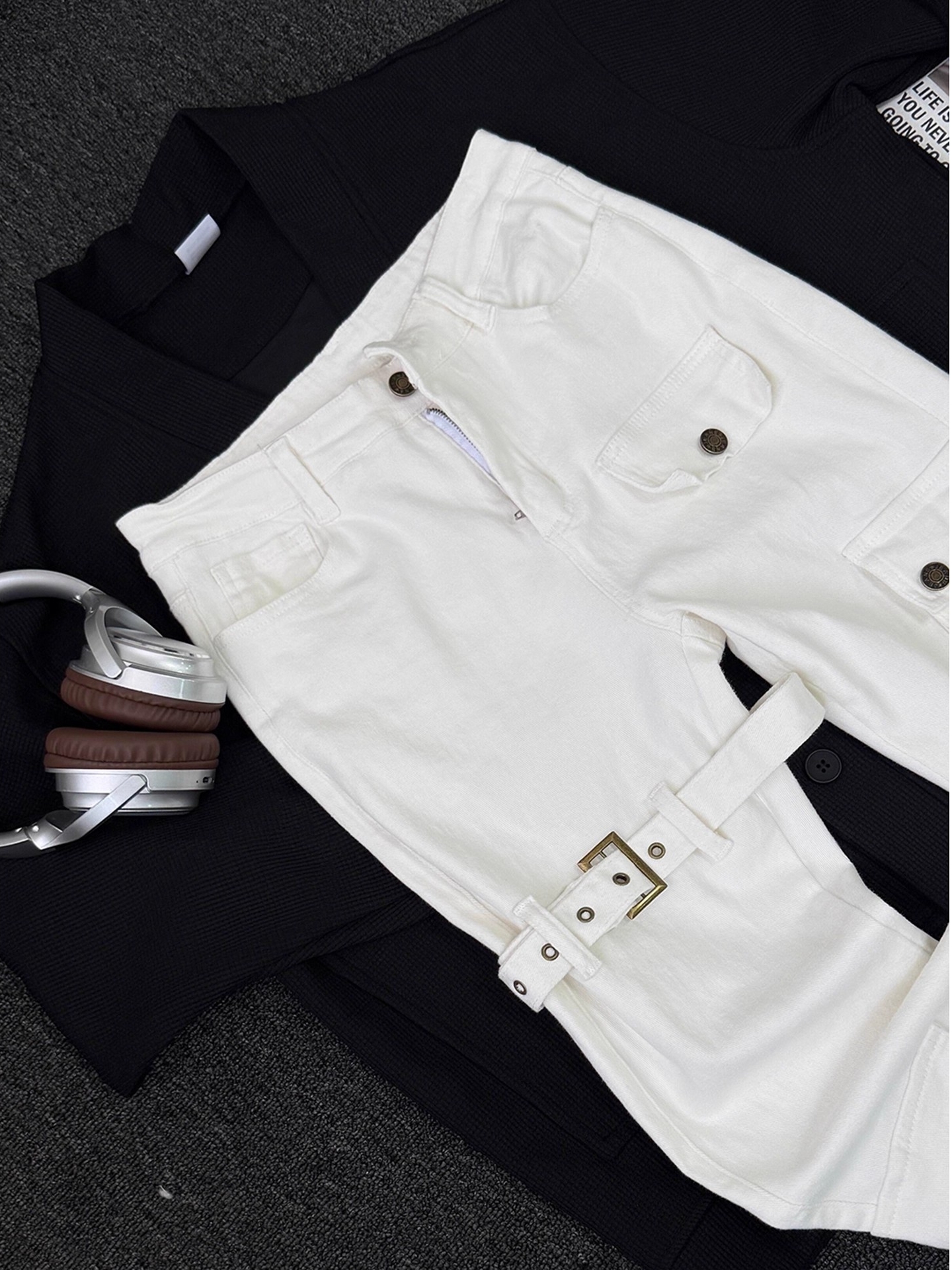 White Belted Vibe Men's Jeans  - Streetwear Brand Belts avaliação e preço