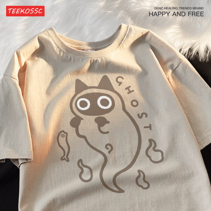 Ghost Cat Loose Short Sleeved  - Streetwear Brand Cat avaliação e preço