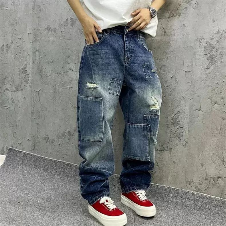 Brand Splicing Jeans Autumn Fa - Streetwear Brand Pants avaliação e preço