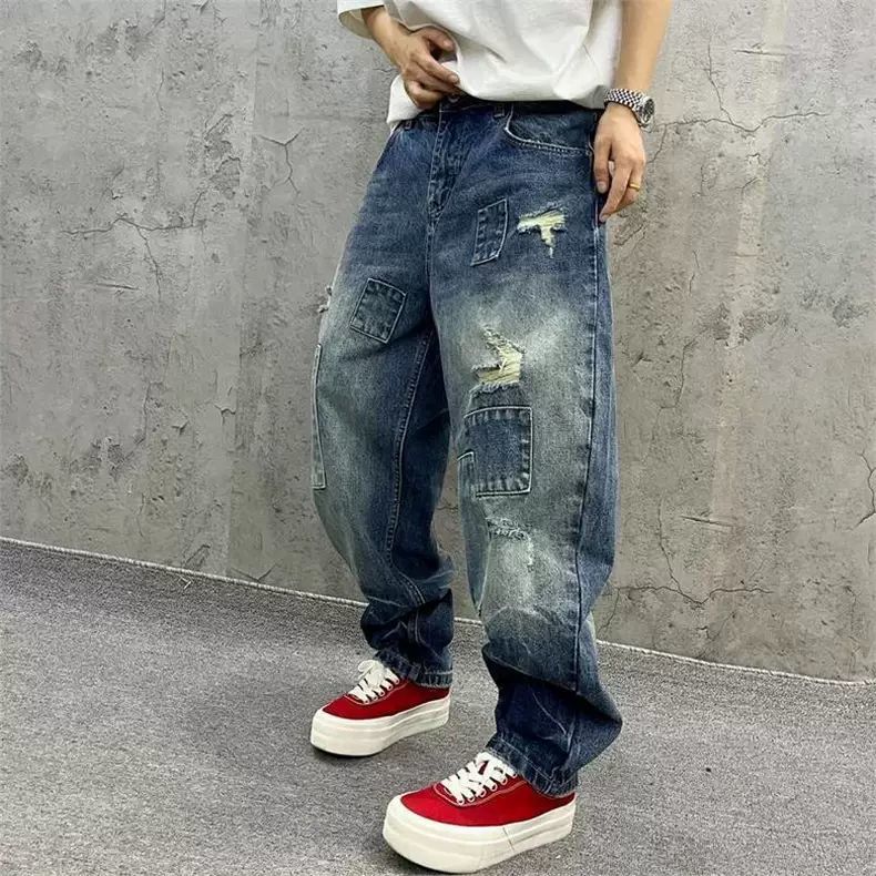 Brand Splicing Jeans Autumn Fa - Streetwear Brand Pants avaliação e preço