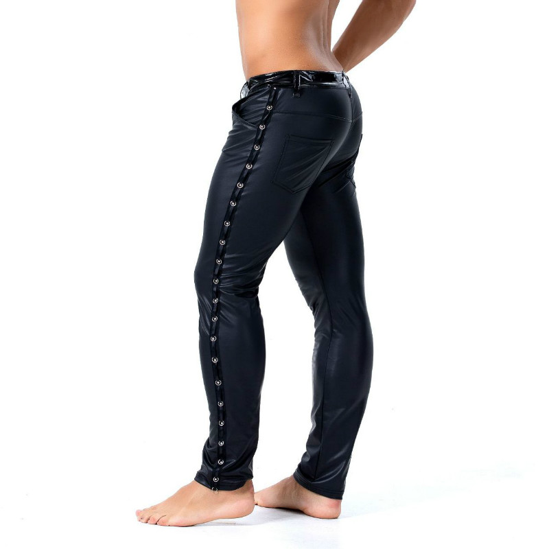 S-XXL Brand Men Leather Rivet  - Streetwear Brand Pants avaliação e preço