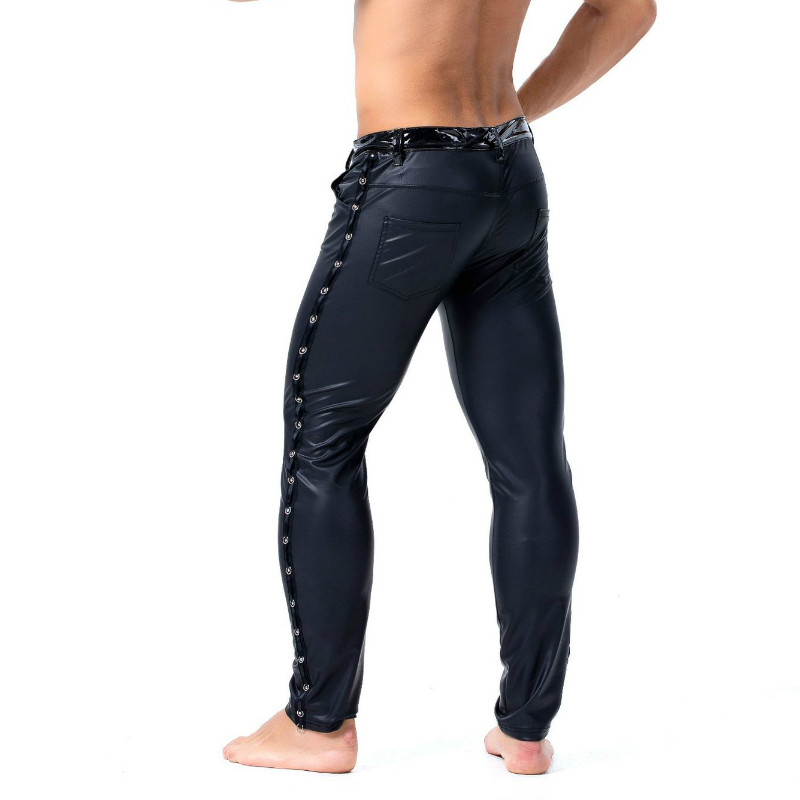 S-XXL Brand Men Leather Rivet  - Streetwear Brand Pants avaliação e preço