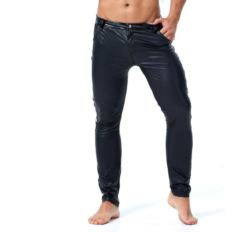 S-XXL Brand Men Leather Rivet  - Streetwear Brand Pants avaliação e preço