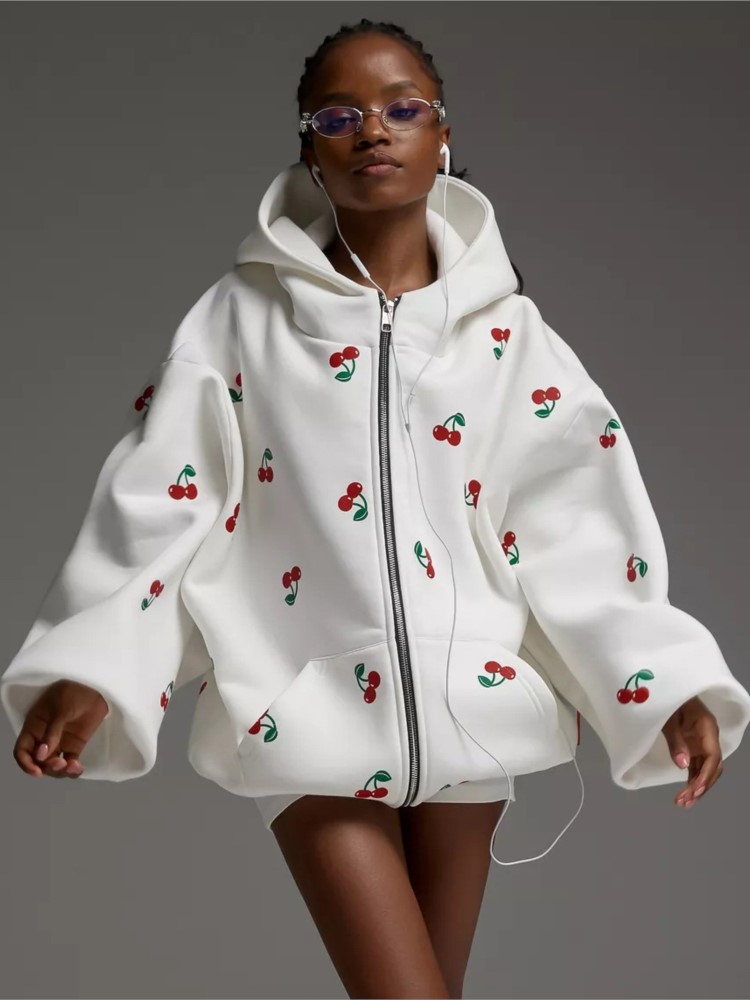 Women's Cherry Printed Sweatsh - Streetwear Brand Hoodies avaliação e preço